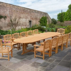 Teak Outdoor Furniture Extra Large Oval Table Set