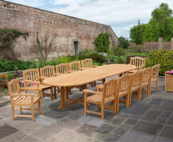 Teak Outdoor Furniture Extra Large Oval Table Set